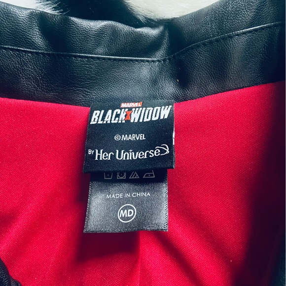 Her Universe Marvel Avengers Moto Black Widow Faux Leather Women’s Sz M Jacket - Picture 4 of 10